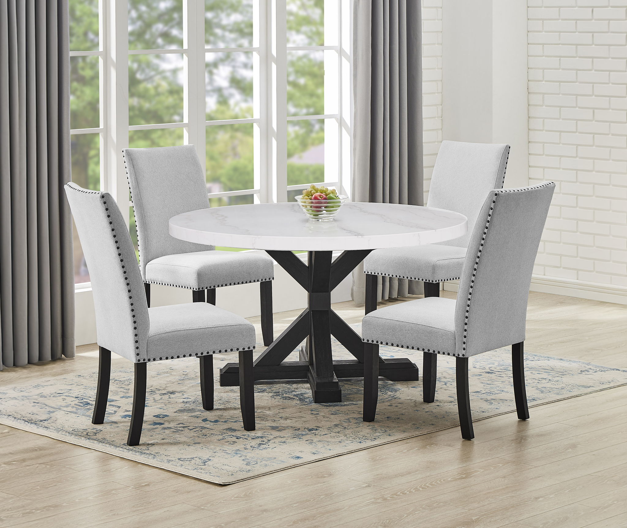 Varley - 5 Piece Dining Room Set - White / Gray - Urban Living Furniture (Los Angeles, CA)
