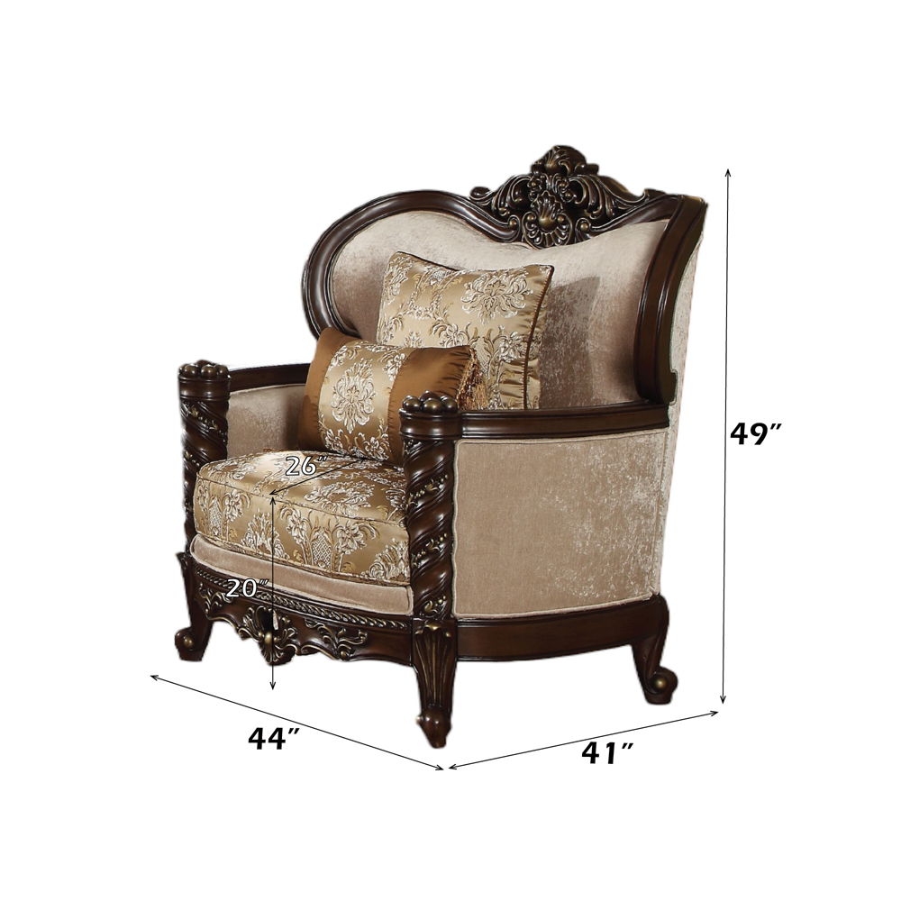 Devayne - Chair With 2 Pillows (Same Lv01584) - Pattern Fabric & Dark Walnut - Urban Living Furniture (Los Angeles, CA)