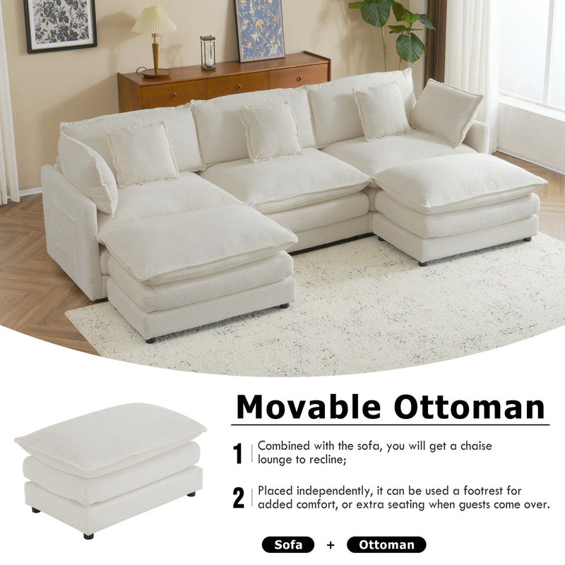 Modern Modular Sectional Sofa With Side Storage Pockets For Living Room