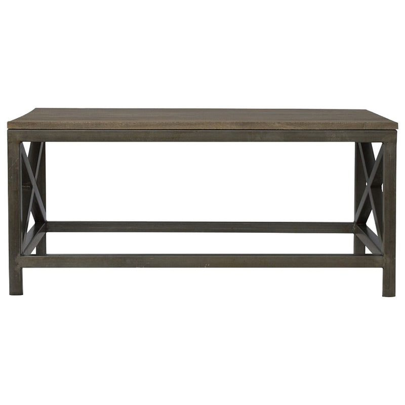Industrial Cross Metal Coffee Table - Pewter