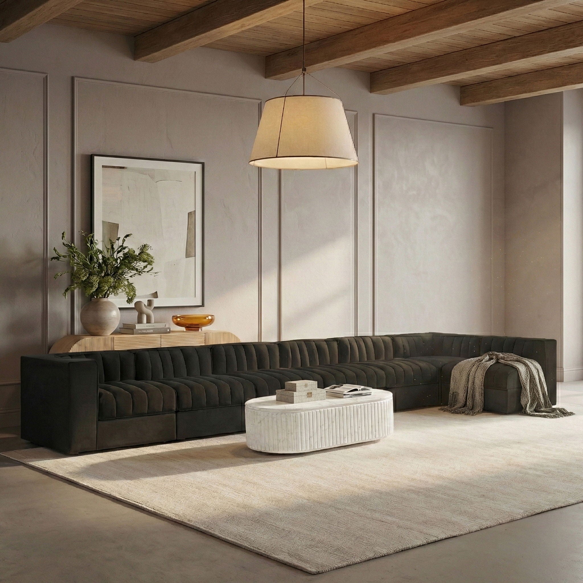 Rummi - Velvet Performance Fabric Upholstered 7 Piece Modular Sectional, L-Shaped (Right) - Urban Living Furniture (Los Angeles, CA)