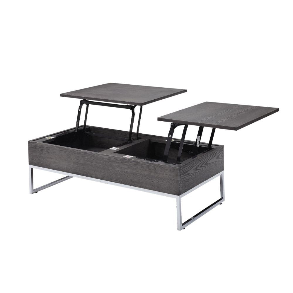 Iban - Coffee Table - Gray Oak & Chrome - Urban Living Furniture (Los Angeles, CA)