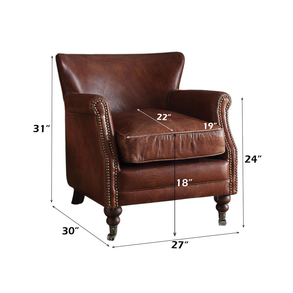 Leeds - Accent Chair - Vintage Dark Brown Top Grain Leather - Urban Living Furniture (Los Angeles, CA)