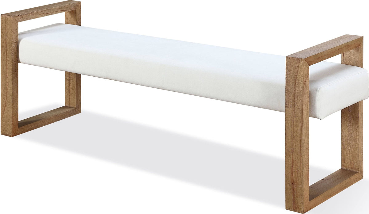 One - Modern Coastal Sled Leg Upholstered Dining Bench - White Pearl And Bisque