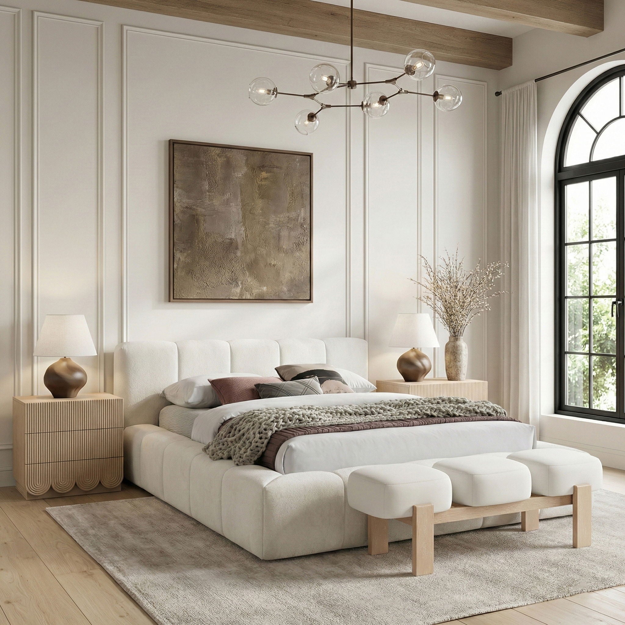 Woodcrest - Vegan Leather Upholstered Bench - Painted Natural Base - Urban Living Furniture (Los Angeles, CA)