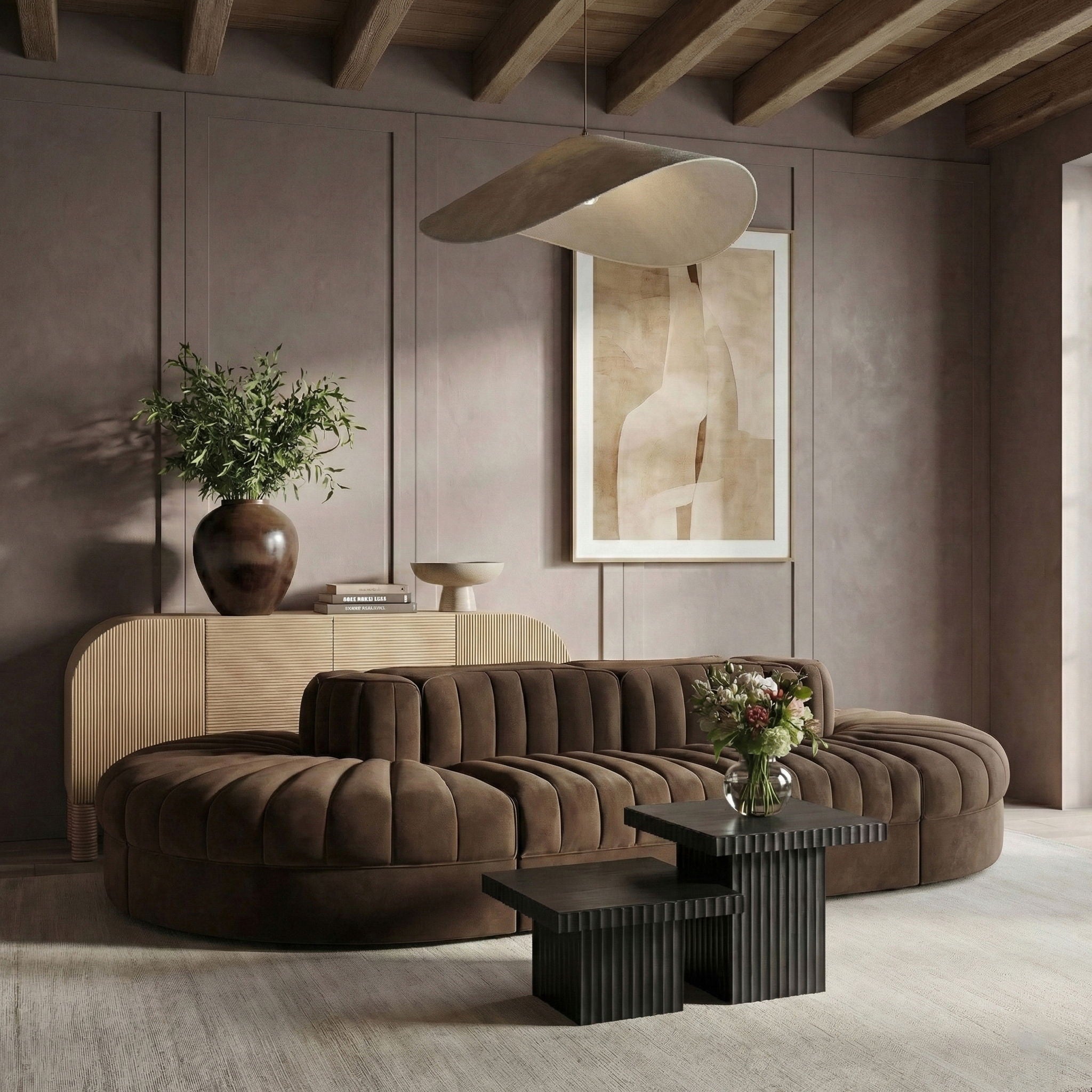 Rummi - Oval Velvet Performance Fabric Upholstered 8 Piece Modular Sectional - Urban Living Furniture (Los Angeles, CA)