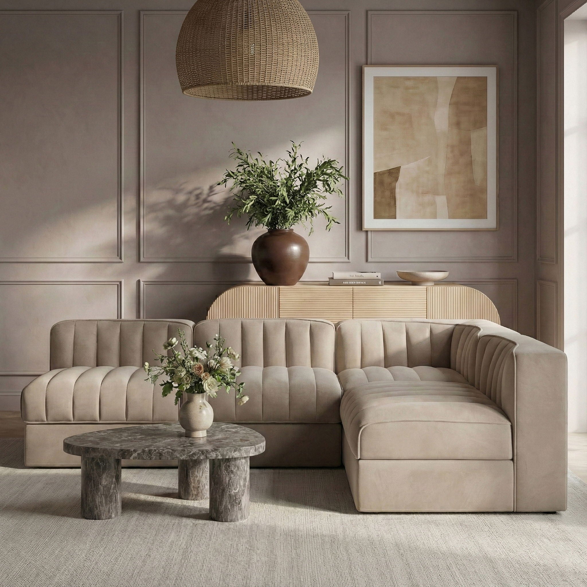 Rummi - Armless Velvet Performance Fabric Upholstered 4 Piece Modular Sectional - Urban Living Furniture (Los Angeles, CA)