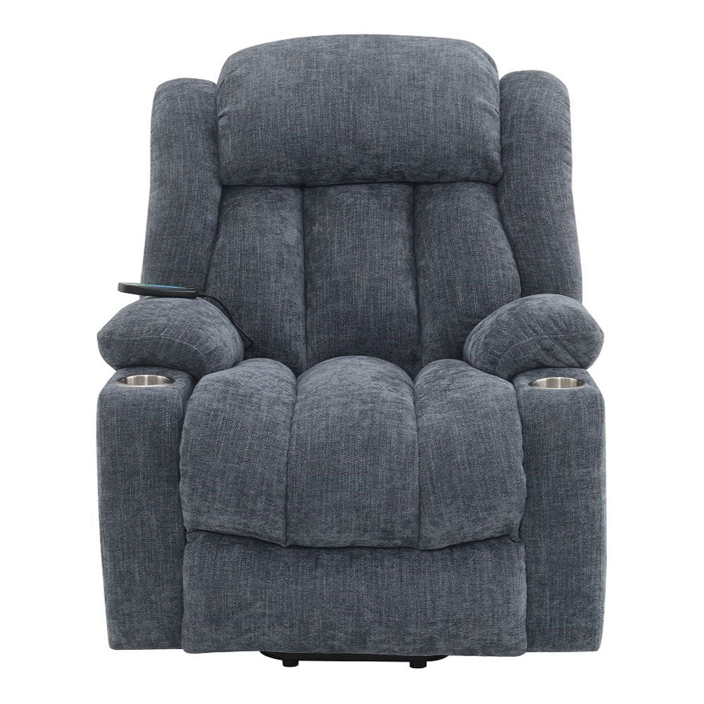 Omarion - Power Recliner With Lift, Heating & Massage - Blue Chenille - Urban Living Furniture (Los Angeles, CA)