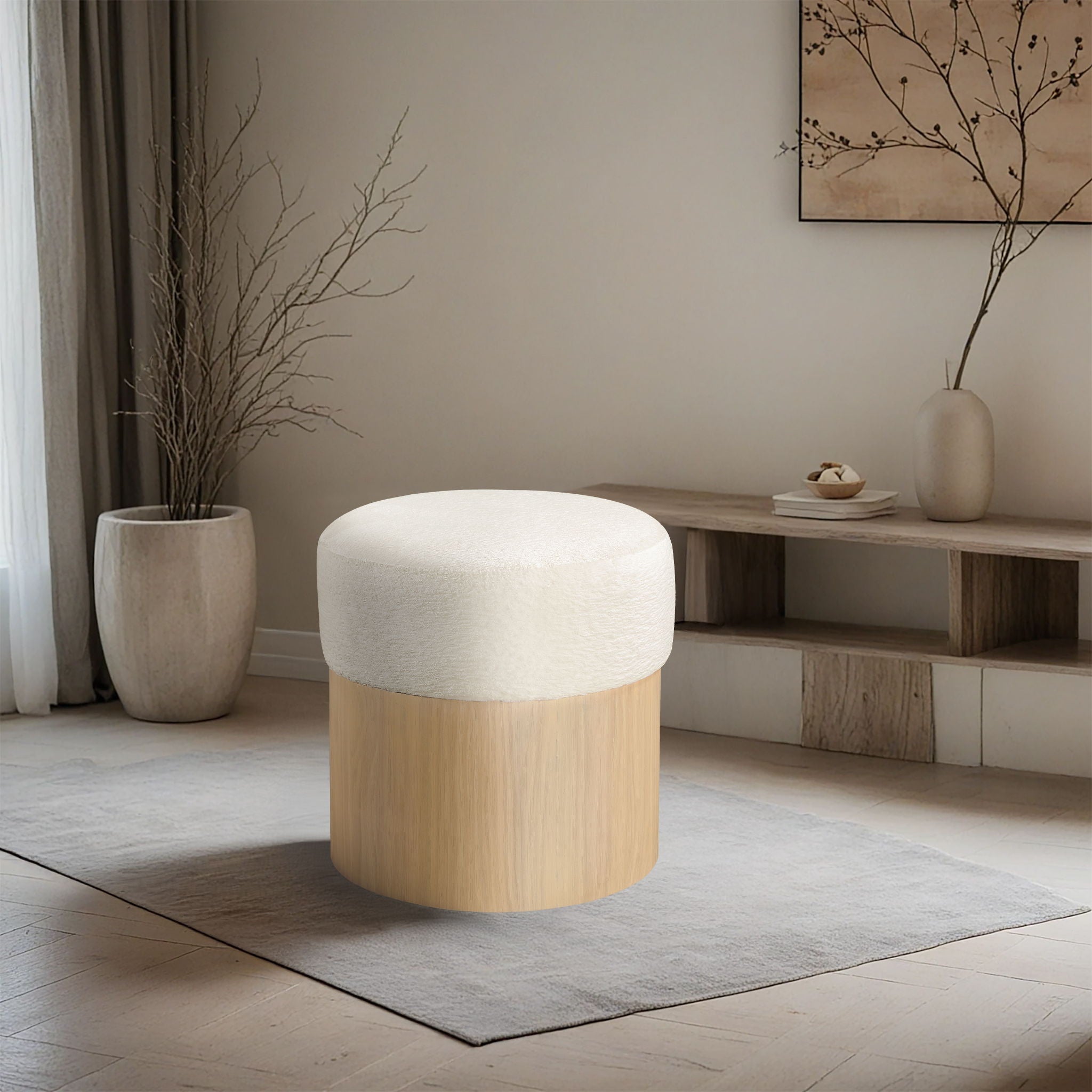 Nimes - Ottoman / Stool With Natural Base - Urban Living Furniture (Los Angeles, CA)