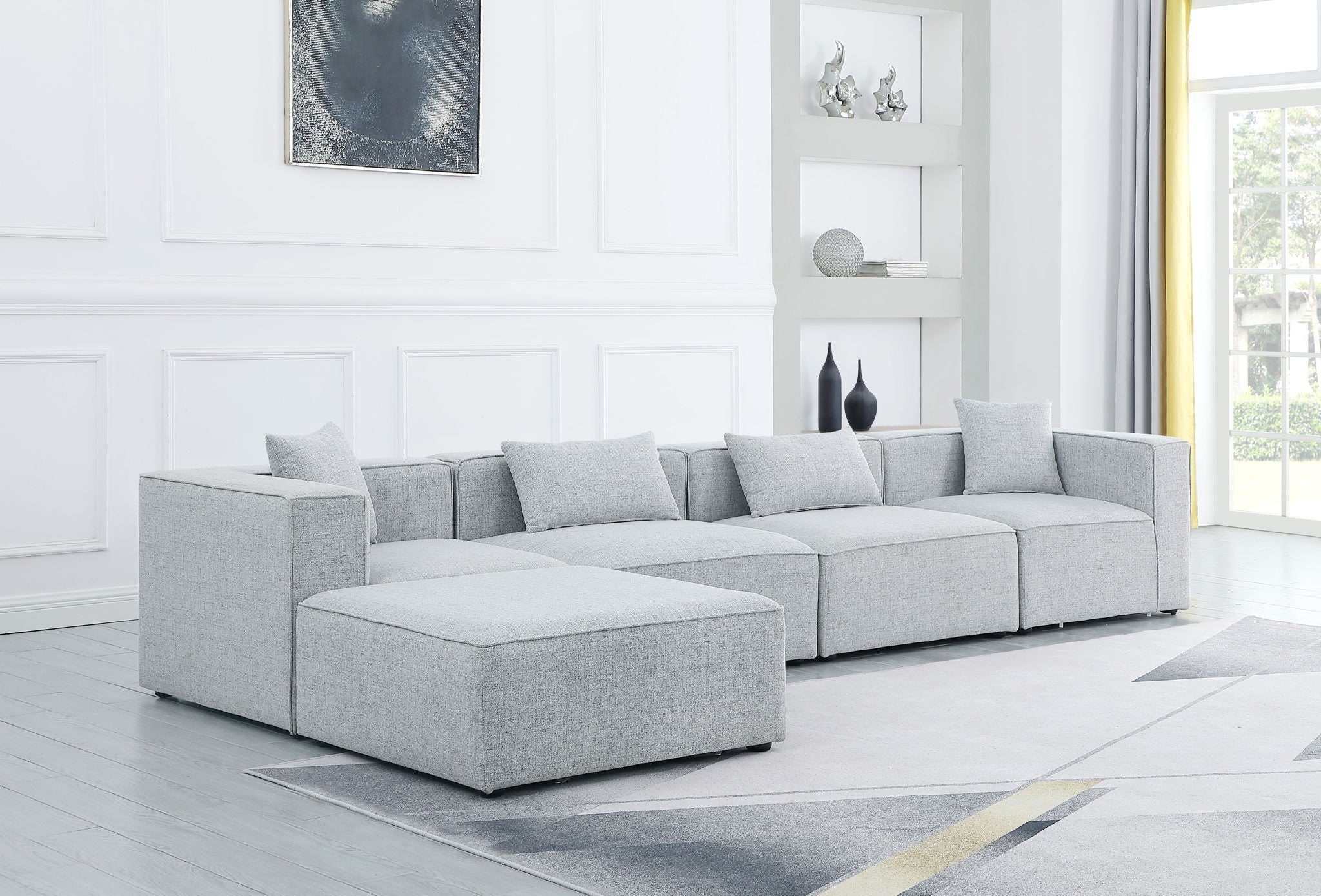 Cube - Linen 5 Piece Modular Sectional With Chaise - Urban Living Furniture (Los Angeles, CA)