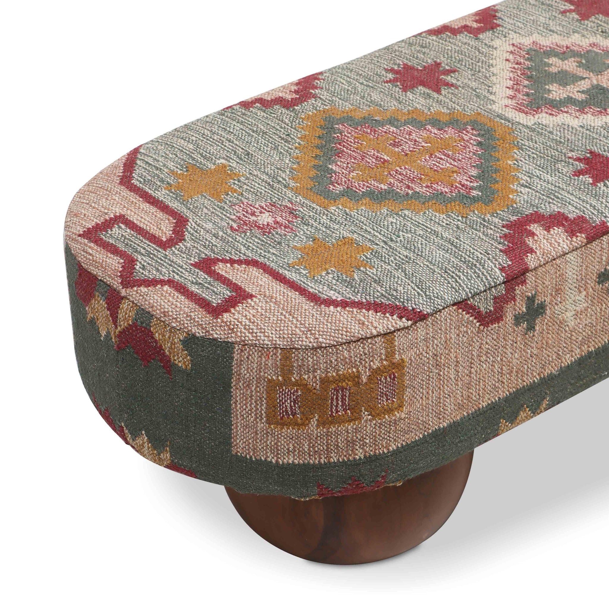 Rizi - Textured Wool Upholstered Bench - Beige / Blue - Urban Living Furniture (Los Angeles, CA)