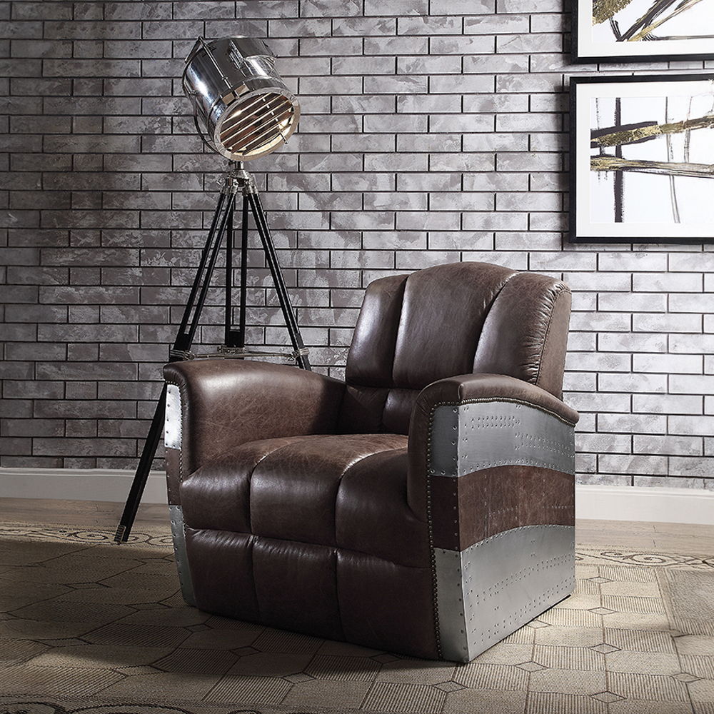 Brancaster - Accent Chair - Retro Brown Top Grain Leather & Aluminum - Urban Living Furniture (Los Angeles, CA)