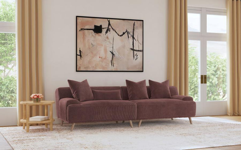 Elizabeth - Corduroy Upholstered Extra Long Sofa - Wine Red
