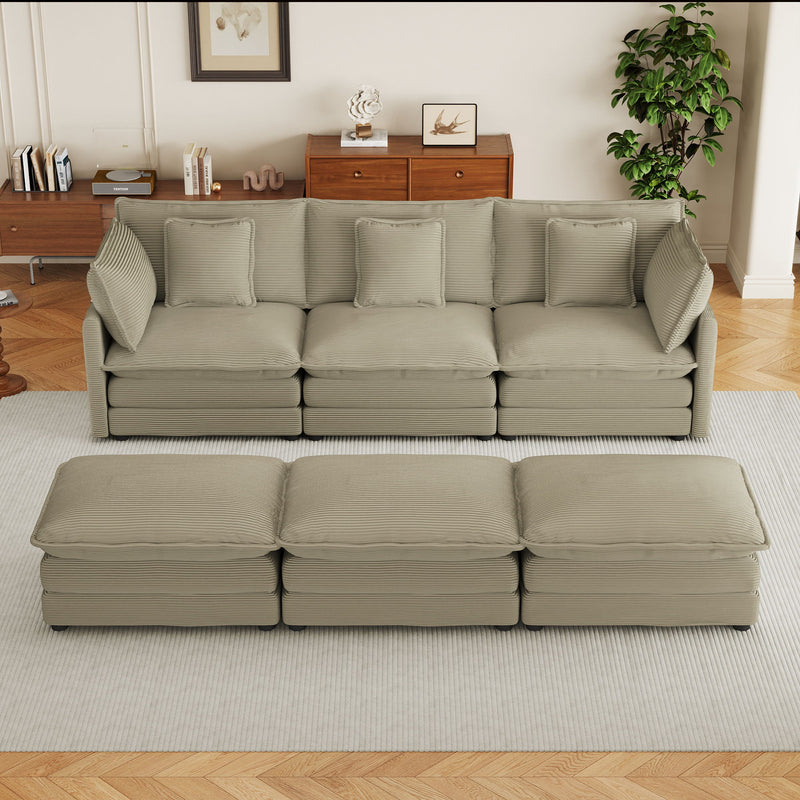 Modern Modular Sectional Sofa With Side Storage Pockets For Living Room