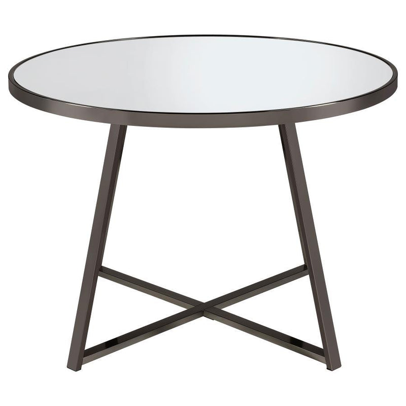 Jillian - 5 Piece Round Mirror Top Dining Set - Black Nickel