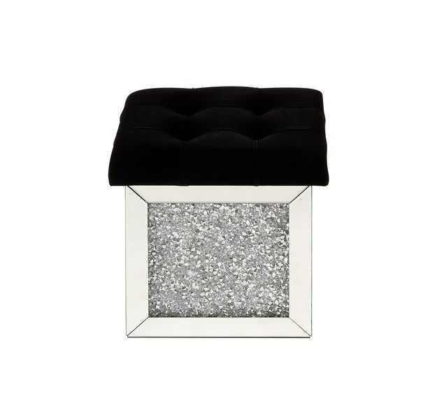 Noralie - 16" Ottoman With Storage - Mirrored & Faux Diamonds - Urban Living Furniture (Los Angeles, CA)