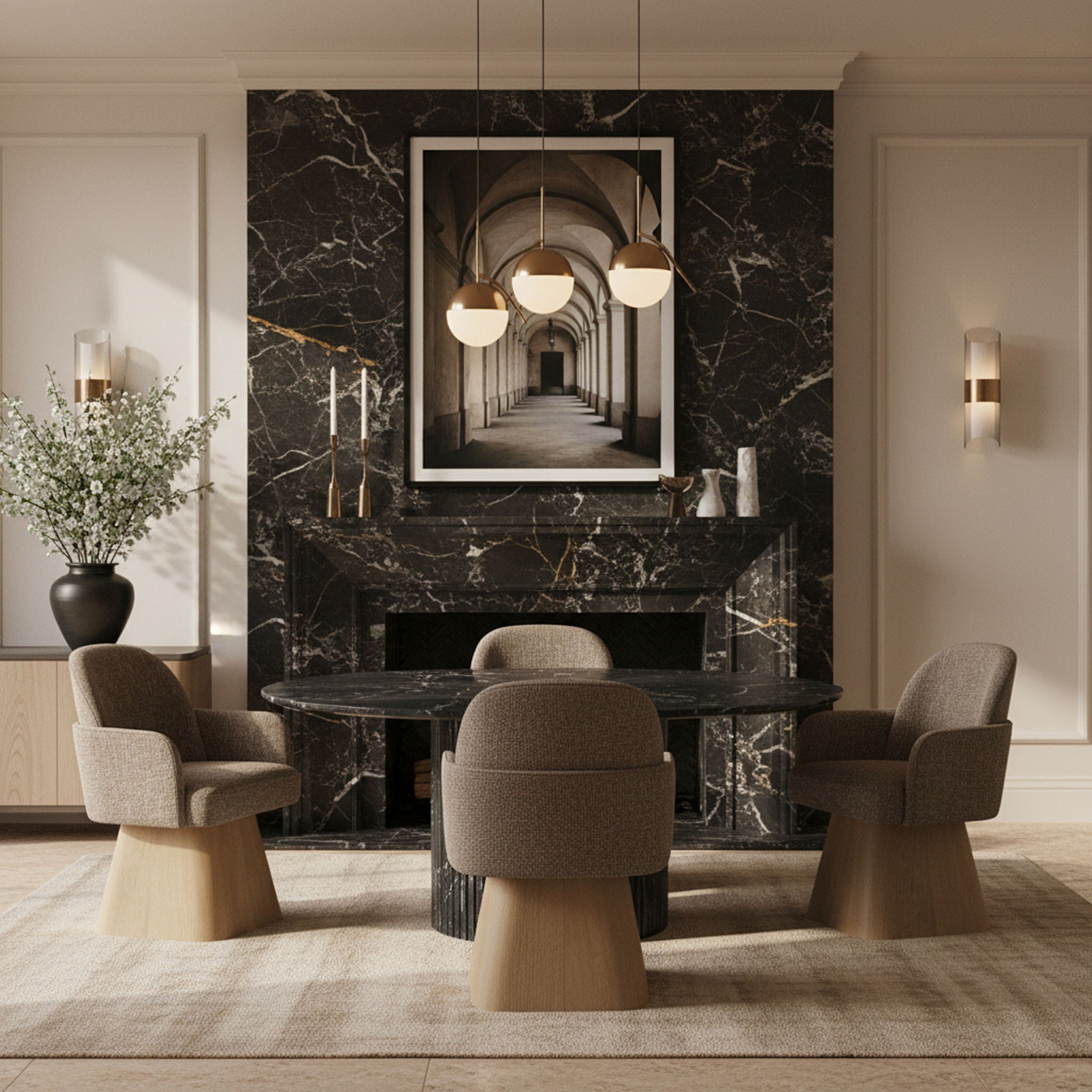 Marlowe - Linen Textured Fabric Upholstered Swivel Dining Arm Chair - Stained Natural - Urban Living Furniture (Los Angeles, CA)