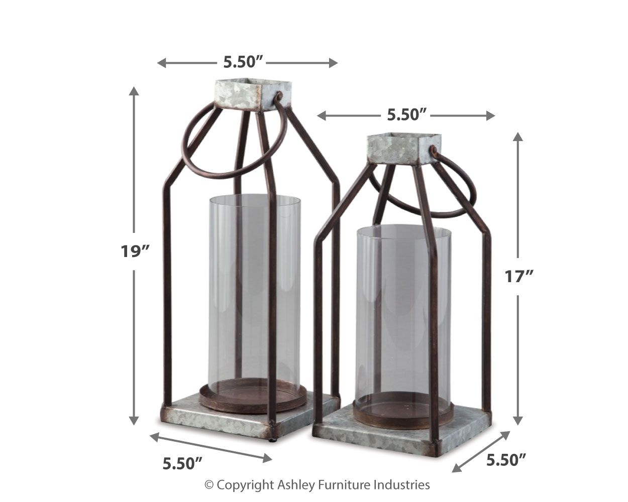 Diedrick - Gray / Black - Lantern Set (Set of 2) - Urban Living Furniture (Los Angeles, CA)