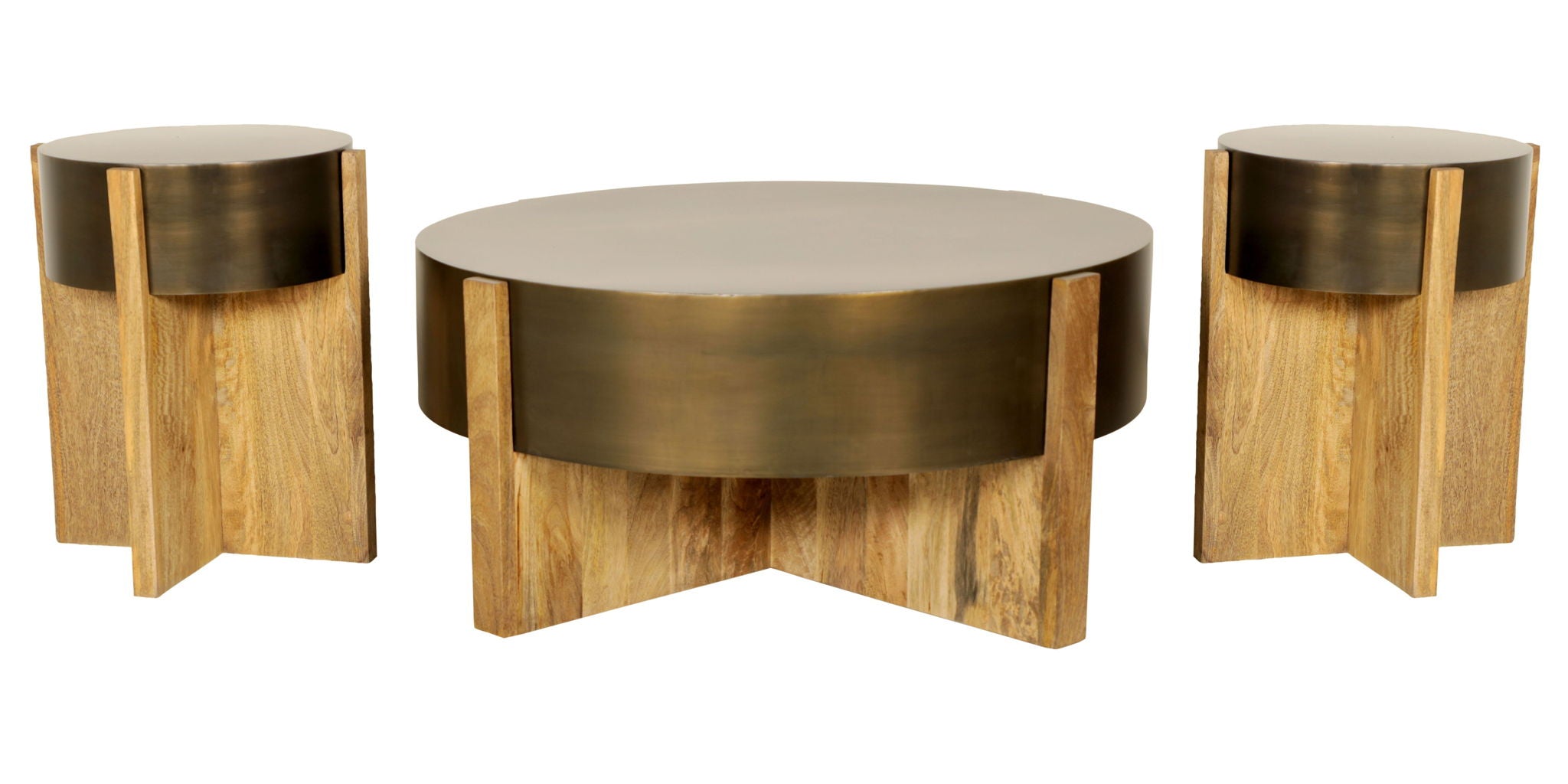 Aspen - 42" Round Cocktail Table With 2 End Tables - Barton Bronze - Urban Living Furniture (Los Angeles, CA)