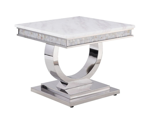 Zander - Console Table - White Printed Faux Marble & Mirrored Silver Finish - Urban Living Furniture (Los Angeles, CA)