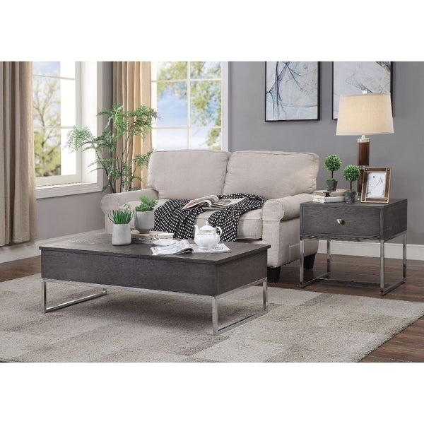Iban - Coffee Table - Gray Oak & Chrome - Urban Living Furniture (Los Angeles, CA)