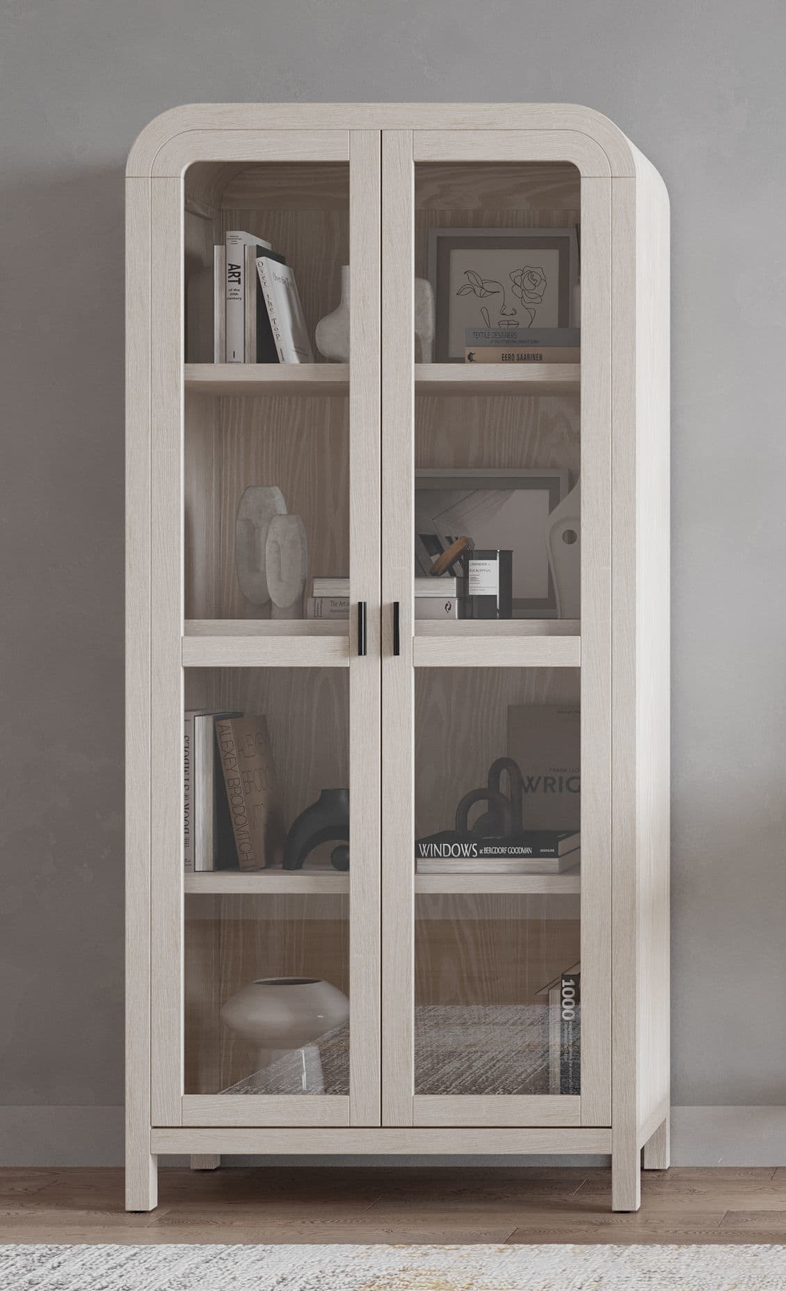 Drake - Glass Door Wooden Bookcase - Sugar