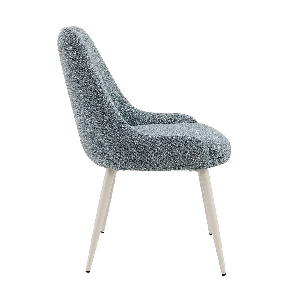 Laela - Side Chair (Set of 2) - Light Blue Boucle & White Finish - Urban Living Furniture (Los Angeles, CA)