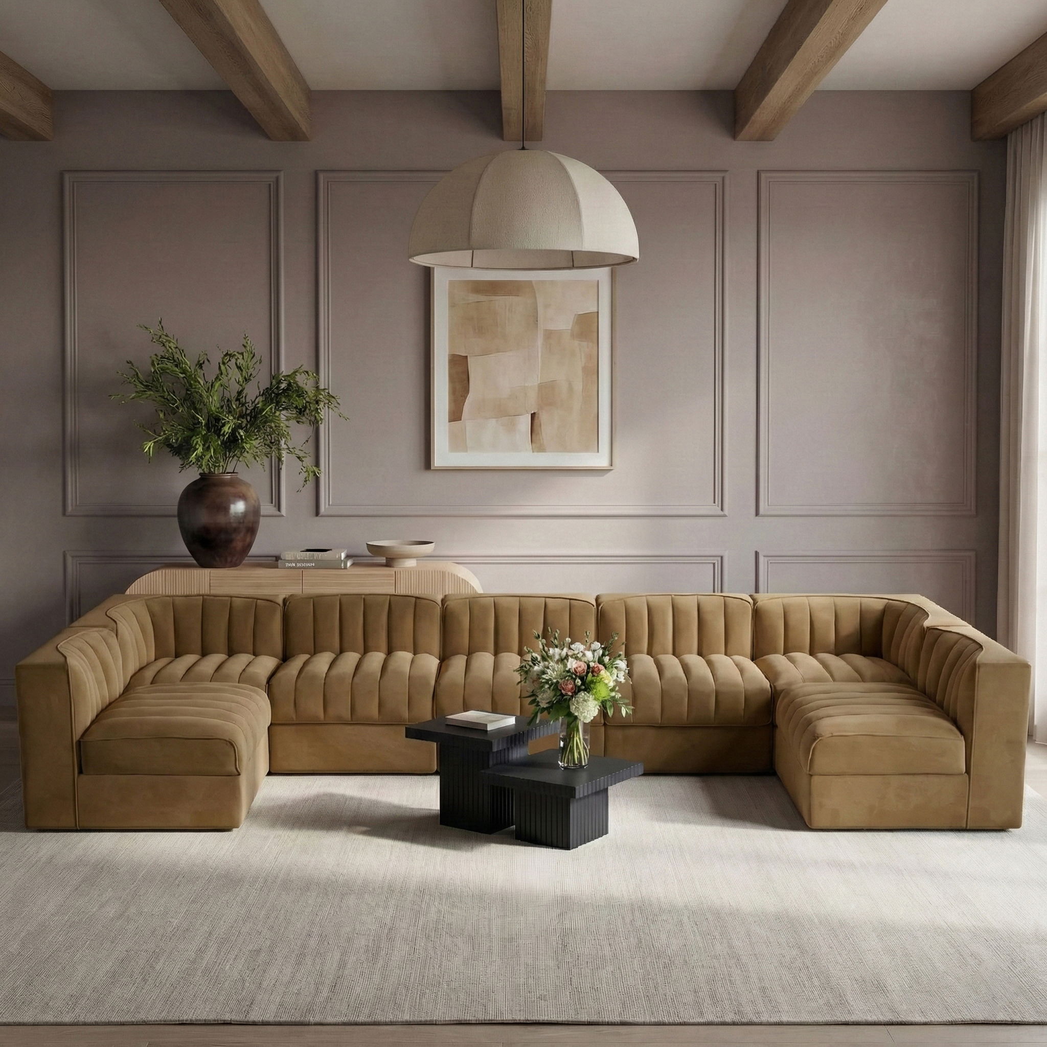 Rummi - Velvet Performance Fabric Upholstered 7 Piece Modular Sectional (With 2 Corner Chairs) - Urban Living Furniture (Los Angeles, CA)