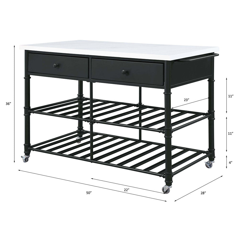 Emery - Kitchen Island - White Cultured Marble Top & Gray - Urban Living Furniture (Los Angeles, CA)