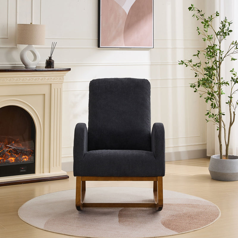 Rocking Glider Chair With High Back And Side Pocket
