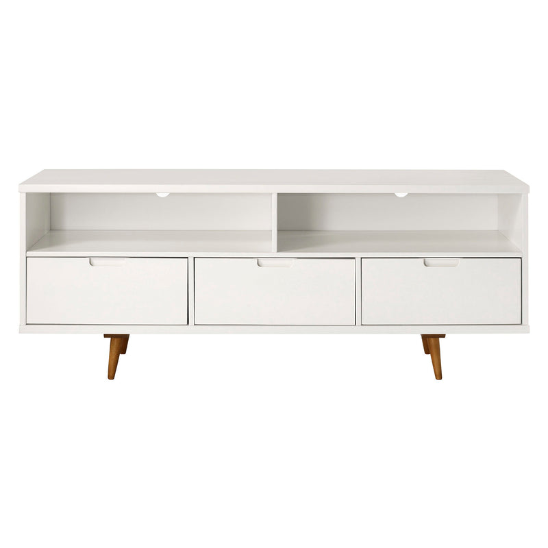 Mid-Century Modern Minimalist 3 Drawer Corner TV Stand For TVs Up To 58