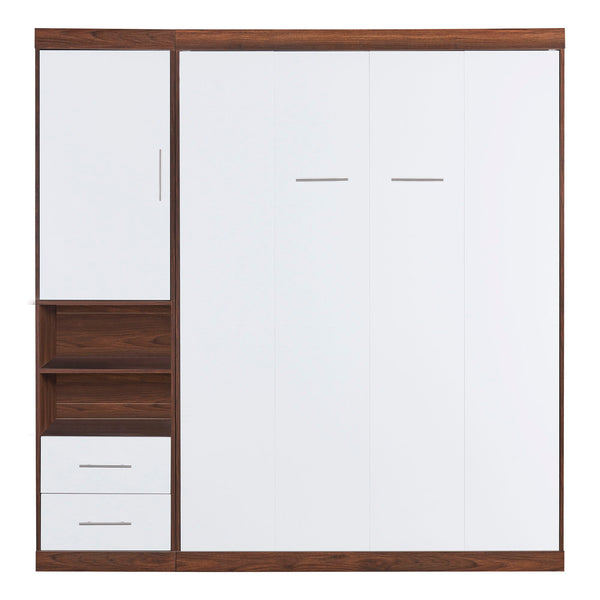 Full Size Murphy Wall Bed With Cabinet - White