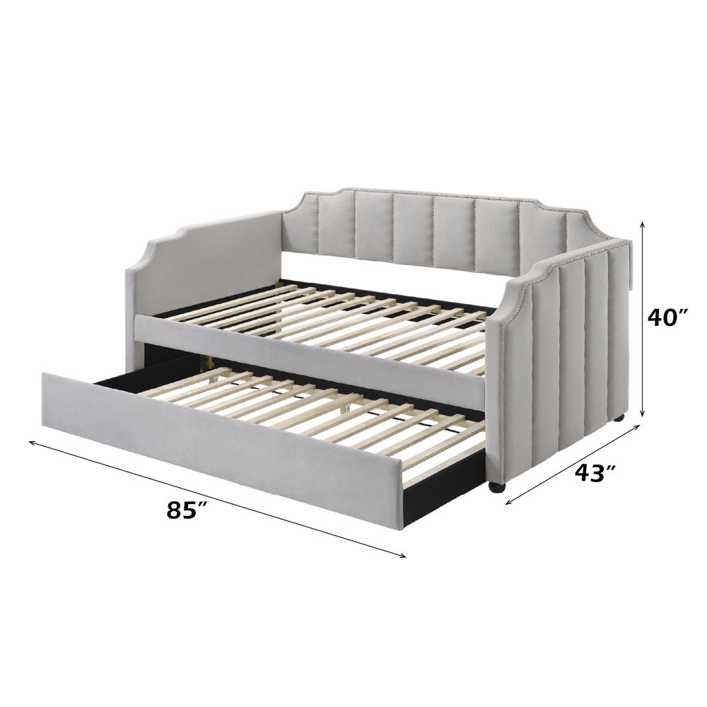 Peridot - Twin Daybed With Trundle - Dove Gray Velvet - Urban Living Furniture (Los Angeles, CA)