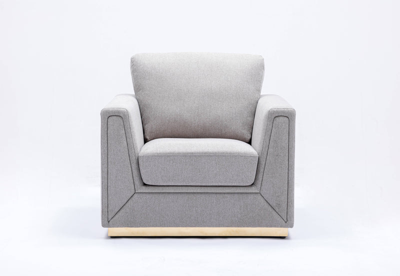 Valin - 3 Piece Living Room Set Meeting Room And Small Apartment Sofa Loveseat Chair - Gray