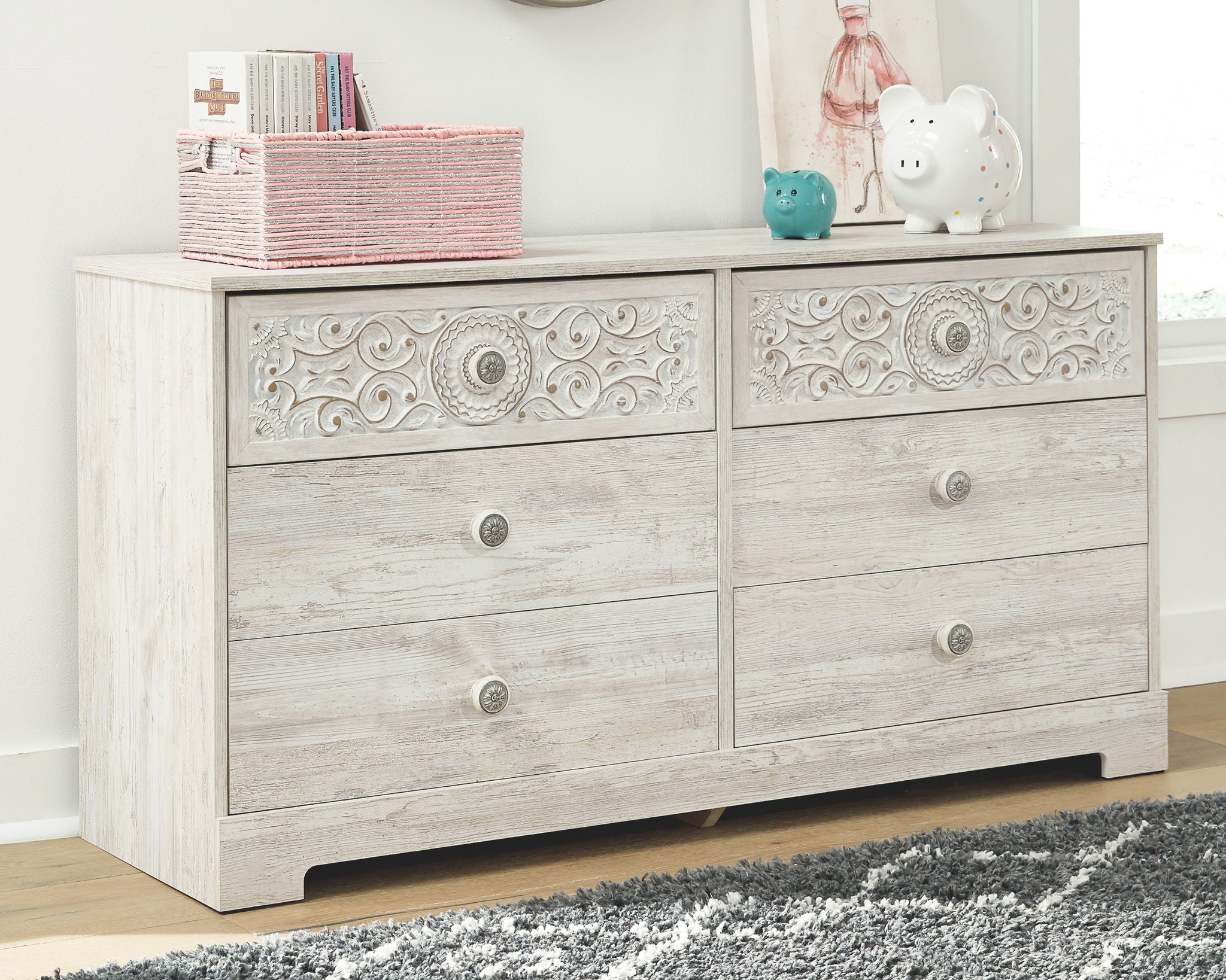 Paxberry - Whitewash - Six Drawer Dresser - Vinyl-Wrapped - Urban Living Furniture (Los Angeles, CA)