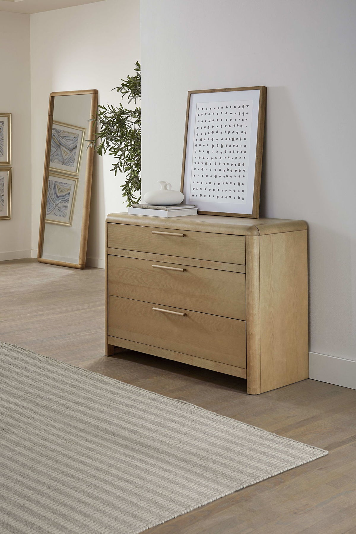 Furano - Three Drawer Ash Wood Bachelor Chest - Ginger