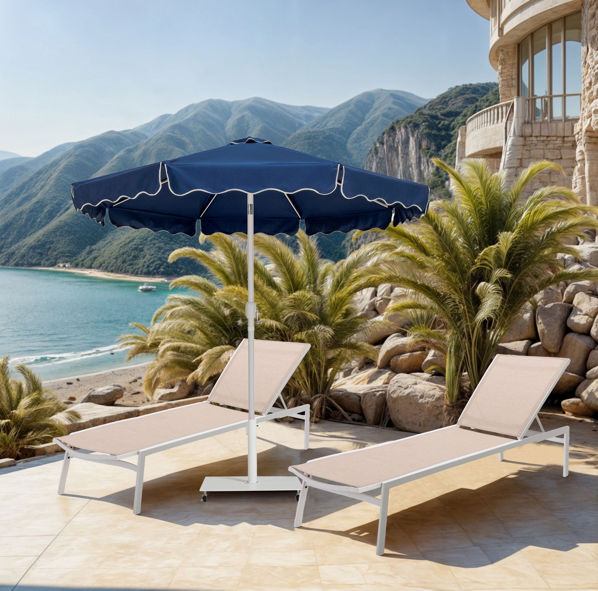 Amalfi - Aluminum Patio Umbrella - White Base / White Pole - Urban Living Furniture (Los Angeles, CA)
