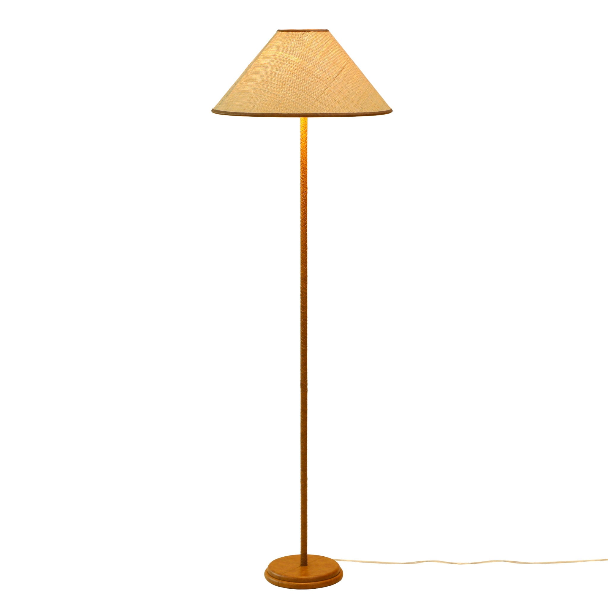 Keria - Vegan Leather and Raffia Designer Floor Lamp - Natural - Urban Living Furniture (Los Angeles, CA)
