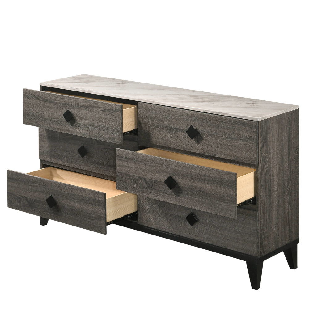 Avantika - Dresser - Faux Marble & Rustic Gray Oak - Urban Living Furniture (Los Angeles, CA)