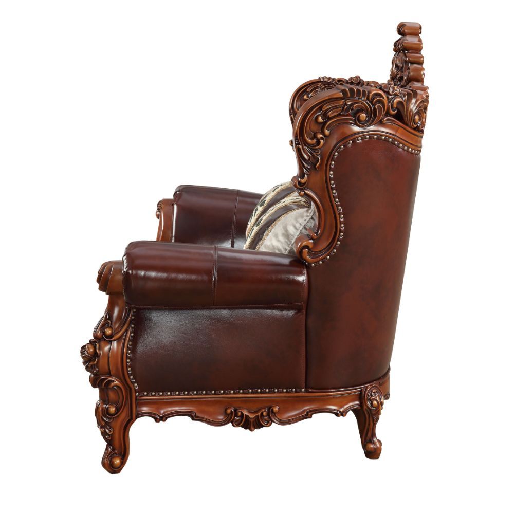 Eustoma - Loveseat - Cherry Top Grain Leather Match & Walnut - Urban Living Furniture (Los Angeles, CA)