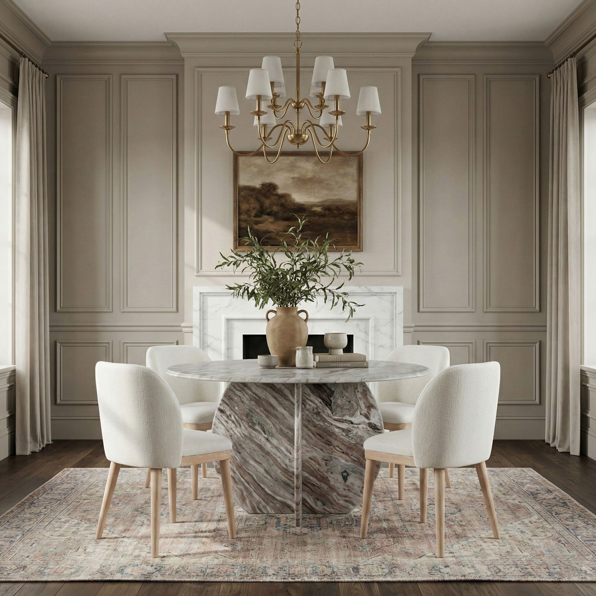 Valeo - Linen Textured Fabric Upholstered Dining Chair (Set of 2) - Painted Natural Base - Urban Living Furniture (Los Angeles, CA)