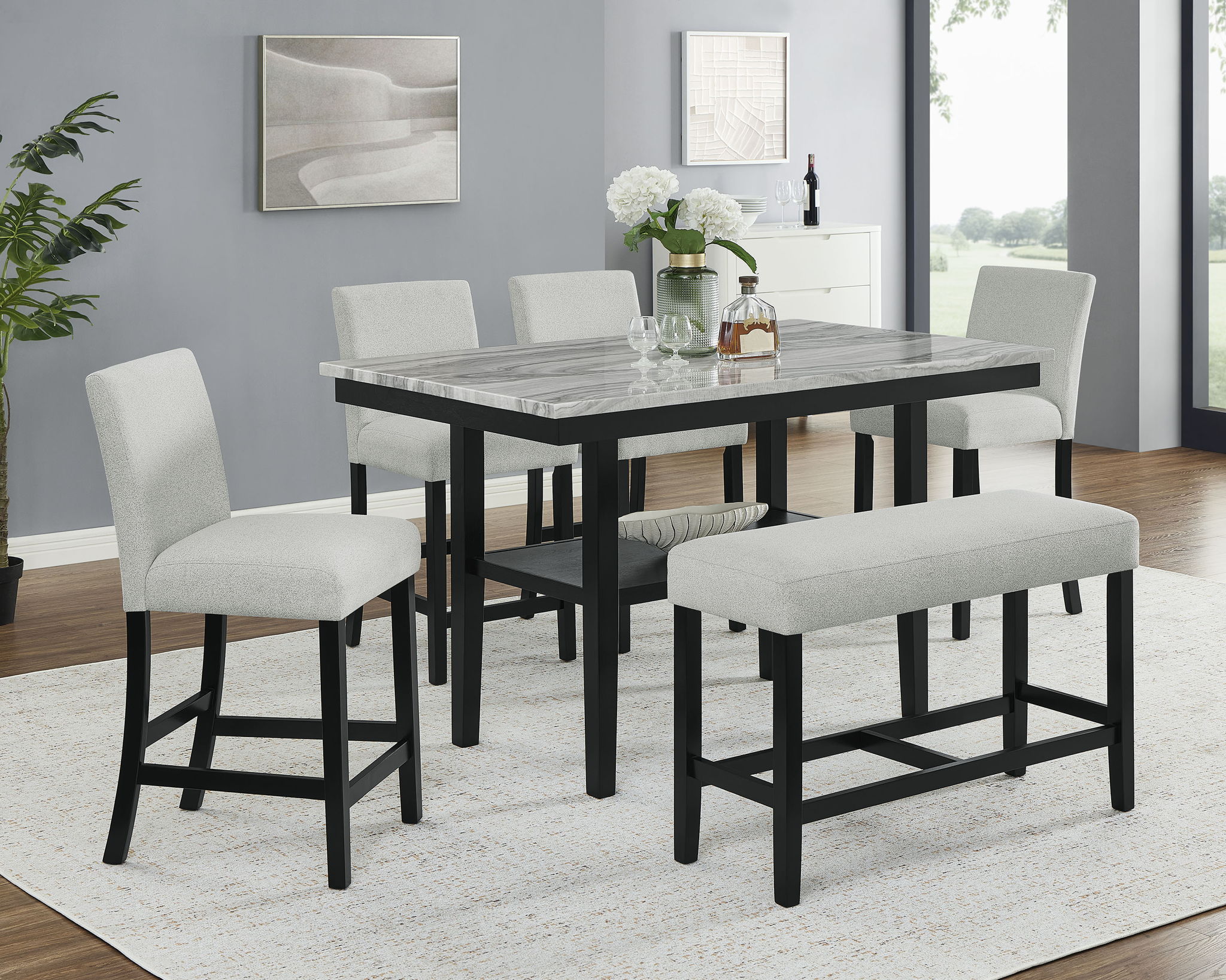 Marbel - Faux Marble Counter Height Set