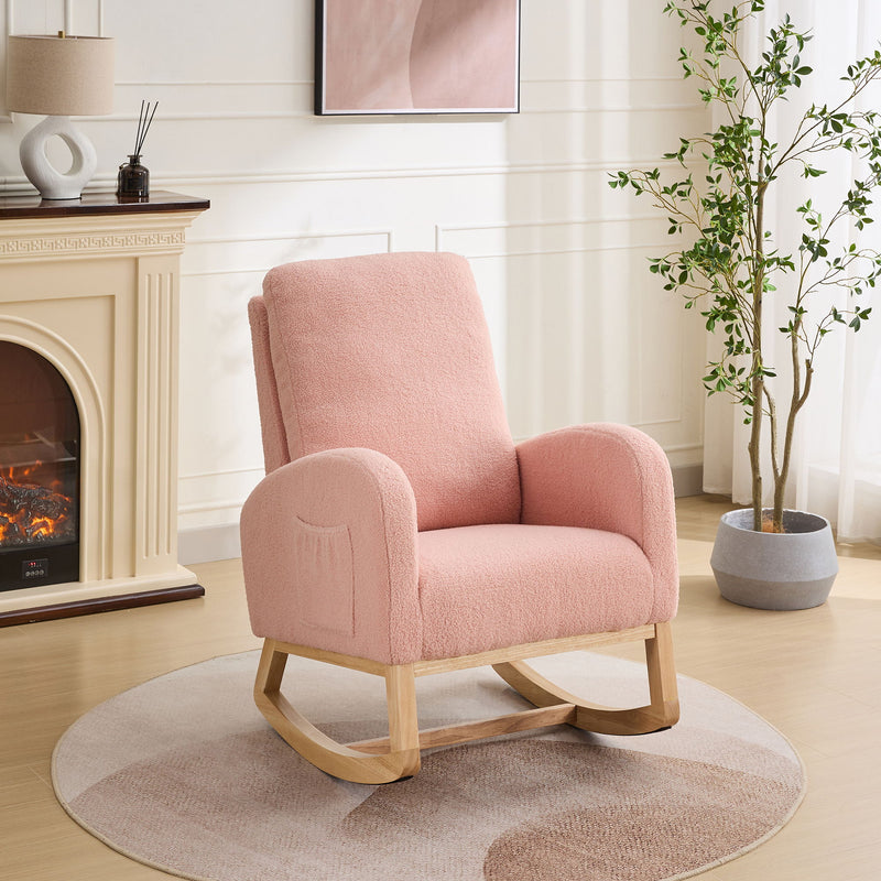 Rocking Glider Chair With High Back And Side Pocket