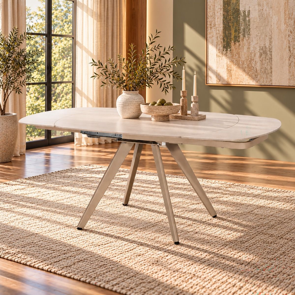 Bexley - Dining Table With Ceramic Top - Cream
