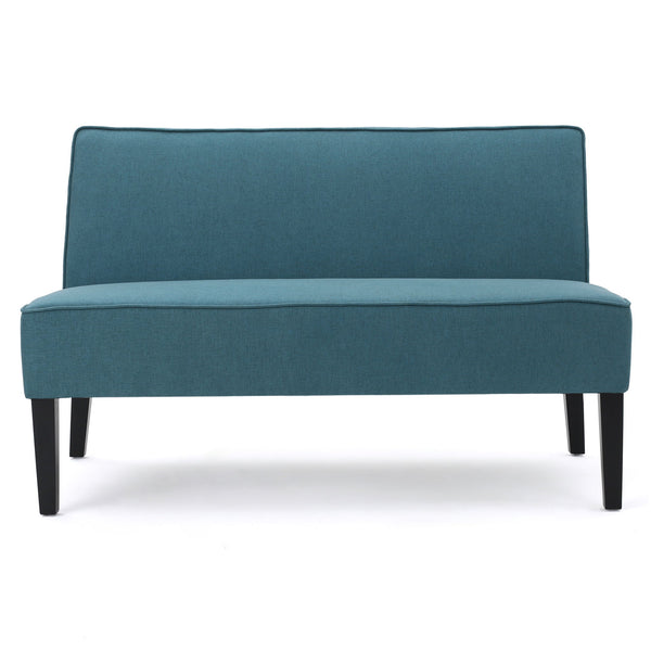Contemporary Loveseat With Upholstered Fabric And Birch Wood Legs
