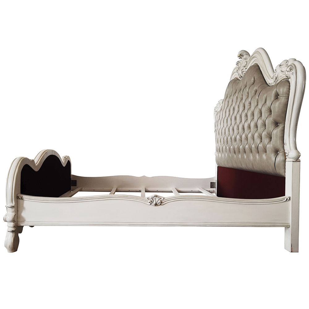 Versailles II - Queen Bed - Vintage Gray Synthetic Leather & Bone White - Urban Living Furniture (Los Angeles, CA)
