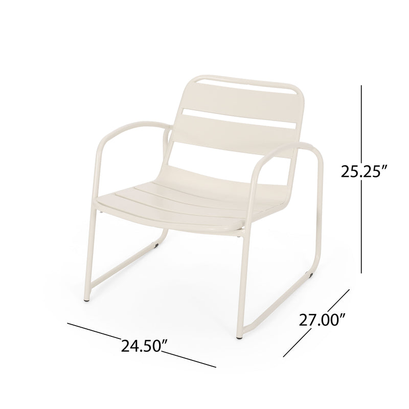 Outdoor Accent Chair With Metal Frame - White