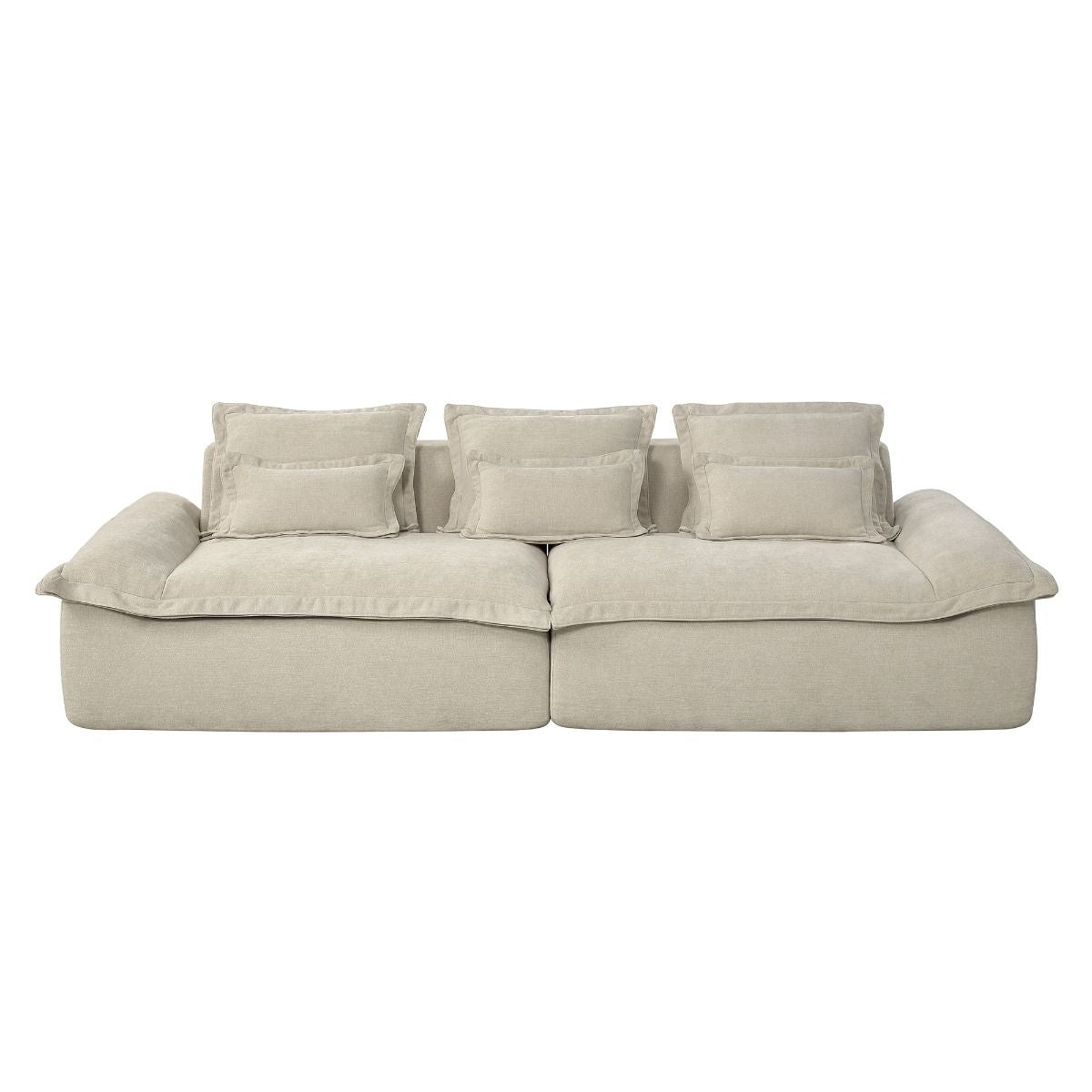 Jesse - Oversized Sofa With 6 Pillows - Beige Linen