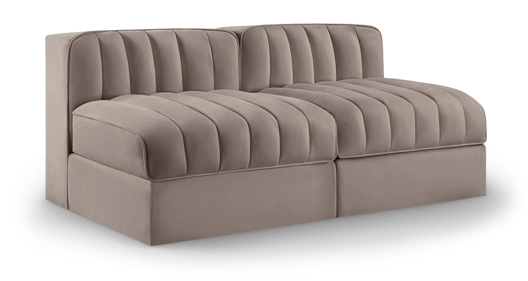 Rummi - Velvet Performance Fabric Upholstered 2 Piece Modular Armless Loveseat - Urban Living Furniture (Los Angeles, CA)