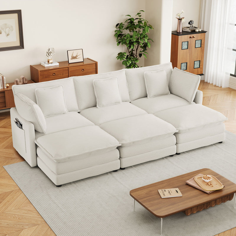 Modern Modular Sectional Sofa With Side Storage Pockets For Living Room